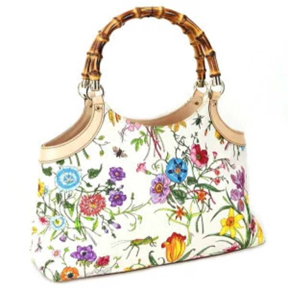 Gucci Flower Bag Tote Canvas Multicolor Flora Flower Floral Bamboo